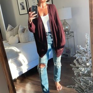 Brandy Melville Burgundy open cardigan